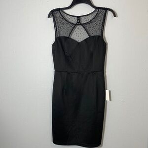 Lulu's Black Sheer Polka Dot Yoke Bodycon Dress
